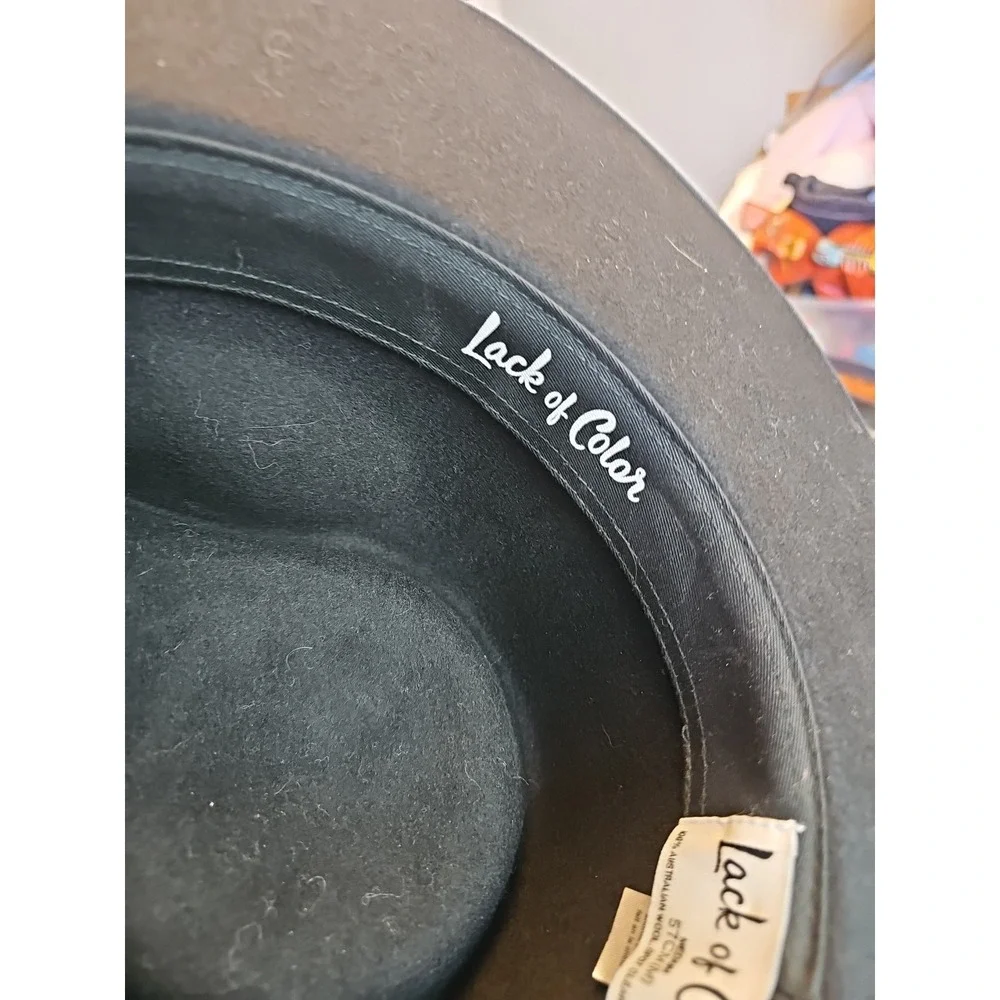 Lack of Color 100% Australian Wool Fedora Hat‎ Size 57cm Black EUC